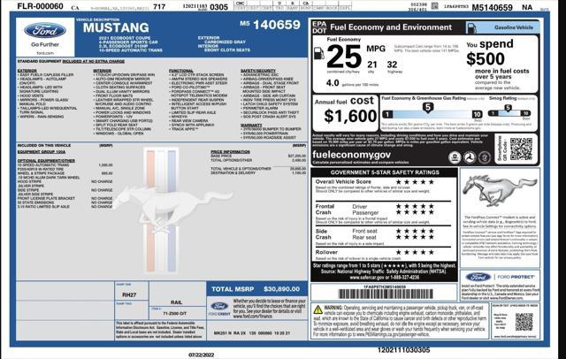 used 2021 Ford Mustang car, priced at $17,794