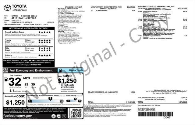 used 2020 Toyota Camry car, priced at $15,199
