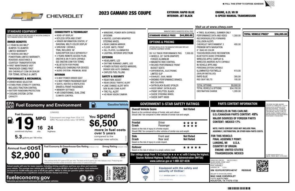 used 2023 Chevrolet Camaro car, priced at $46,197