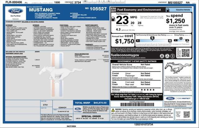 used 2021 Ford Mustang car, priced at $19,799