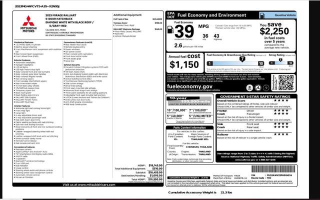 used 2023 Mitsubishi Mirage car, priced at $14,199