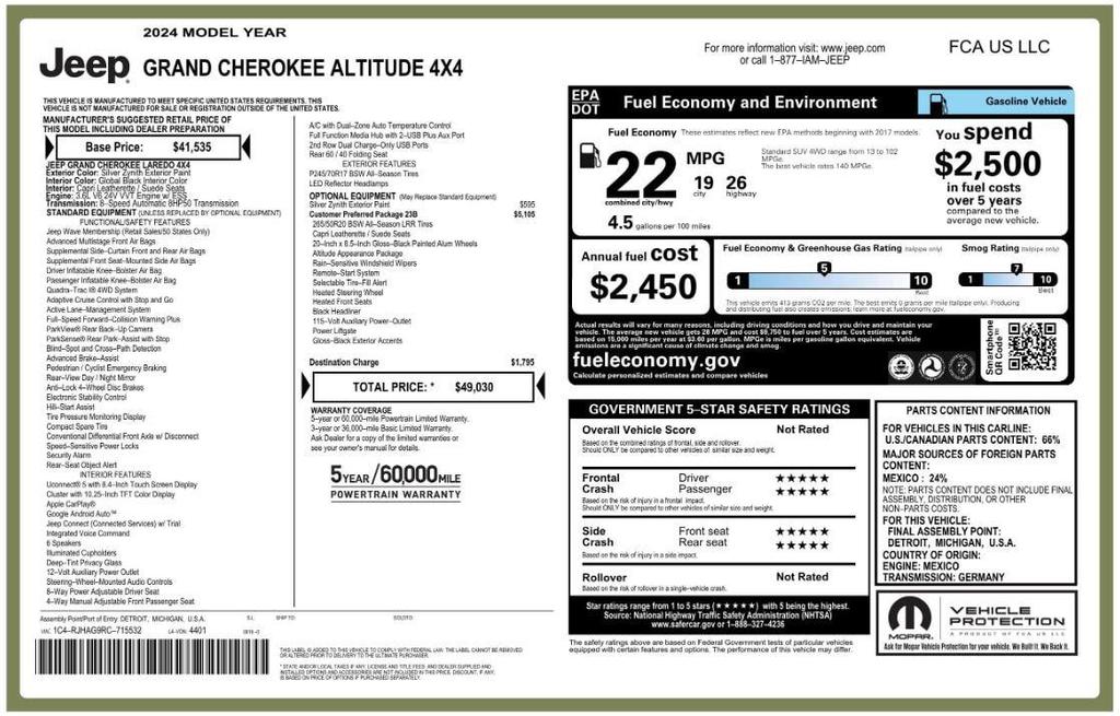 used 2024 Jeep Grand Cherokee car, priced at $24,898