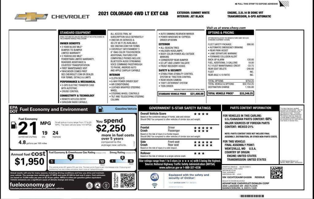 used 2021 Chevrolet Colorado car, priced at $16,299