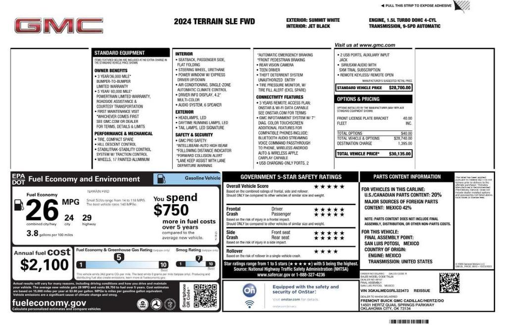 used 2024 GMC Terrain car, priced at $20,199