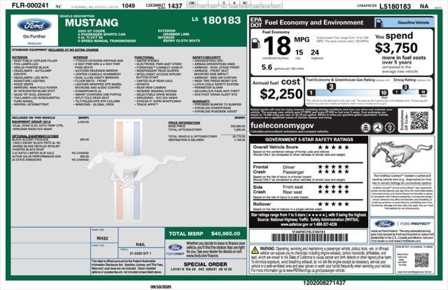 used 2020 Ford Mustang car, priced at $33,499