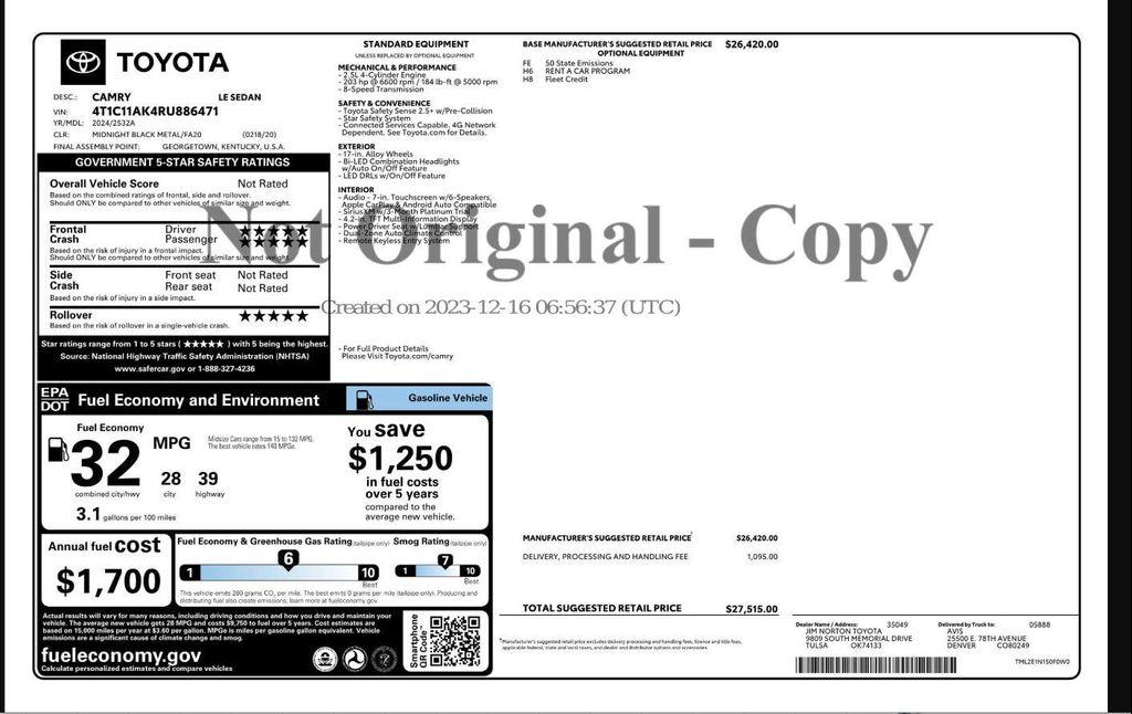 used 2024 Toyota Camry car, priced at $20,299
