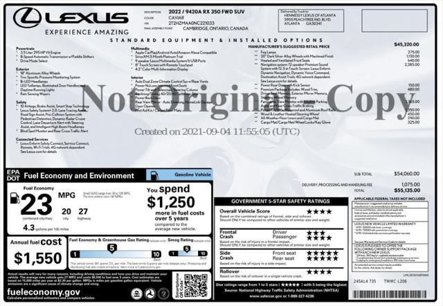 used 2022 Lexus RX 350 car, priced at $34,198