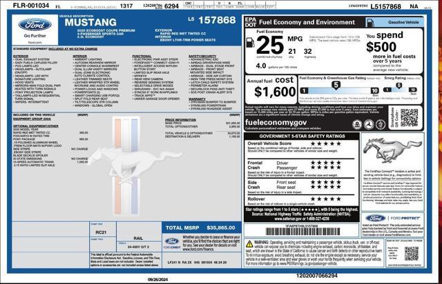 used 2020 Ford Mustang car, priced at $18,599