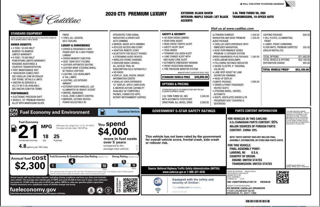 used 2020 Cadillac CT5 car, priced at $22,699