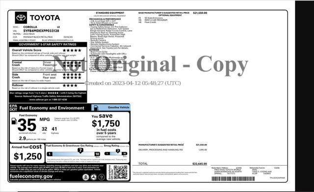 used 2023 Toyota Corolla car, priced at $15,997