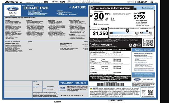 used 2020 Ford Escape car, priced at $10,399