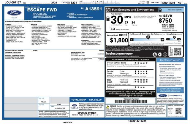 used 2024 Ford Escape car, priced at $20,499