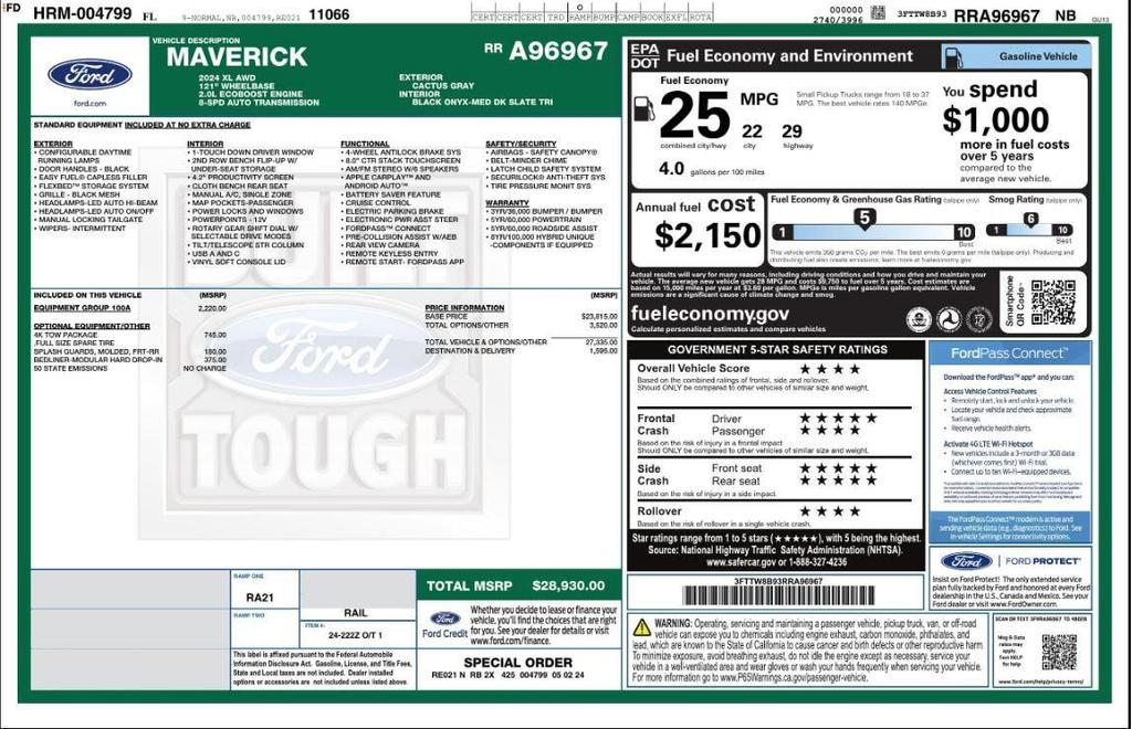 used 2024 Ford Maverick car, priced at $22,599