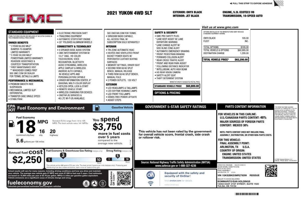 used 2021 GMC Yukon car, priced at $32,999