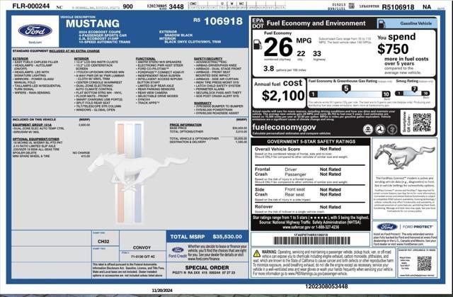 used 2024 Ford Mustang car, priced at $27,499