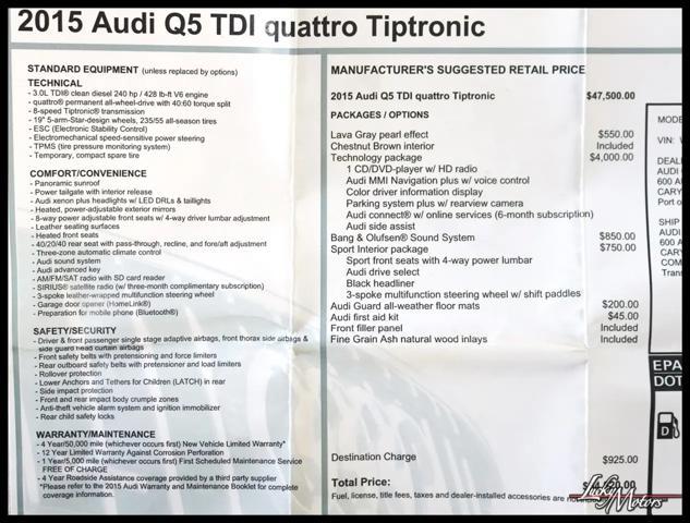 used 2015 Audi Q5 car, priced at $14,980