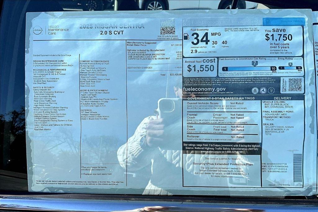 new 2025 Nissan Sentra car, priced at $23,245