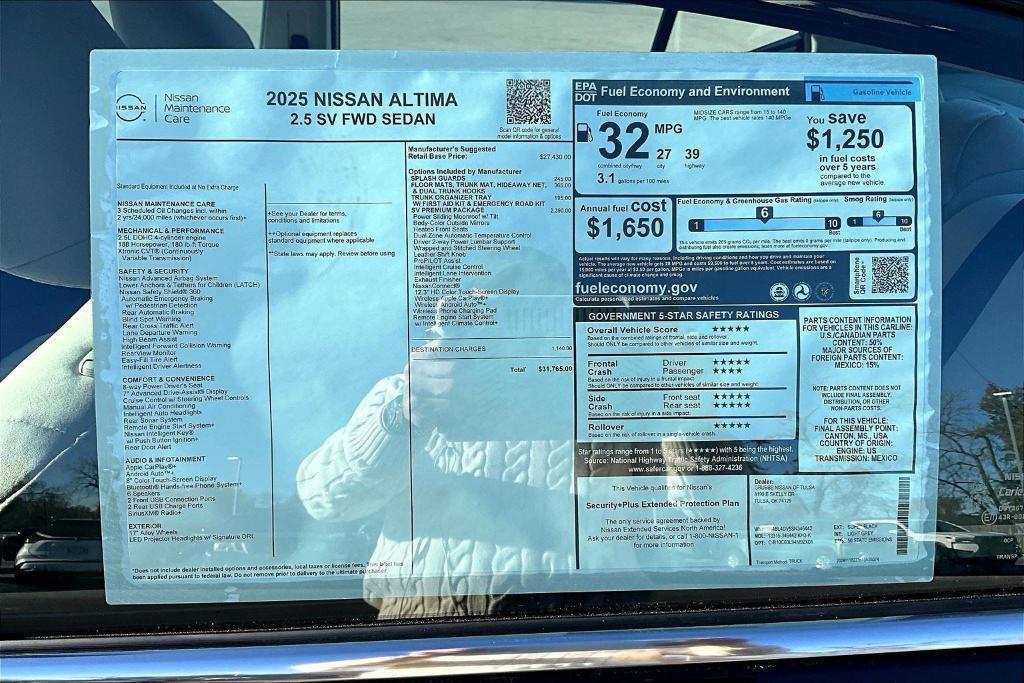 new 2025 Nissan Altima car, priced at $31,184