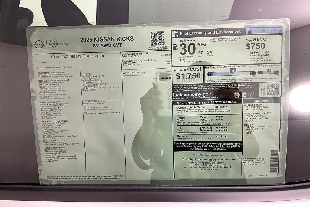 new 2025 Nissan Kicks car, priced at $27,180