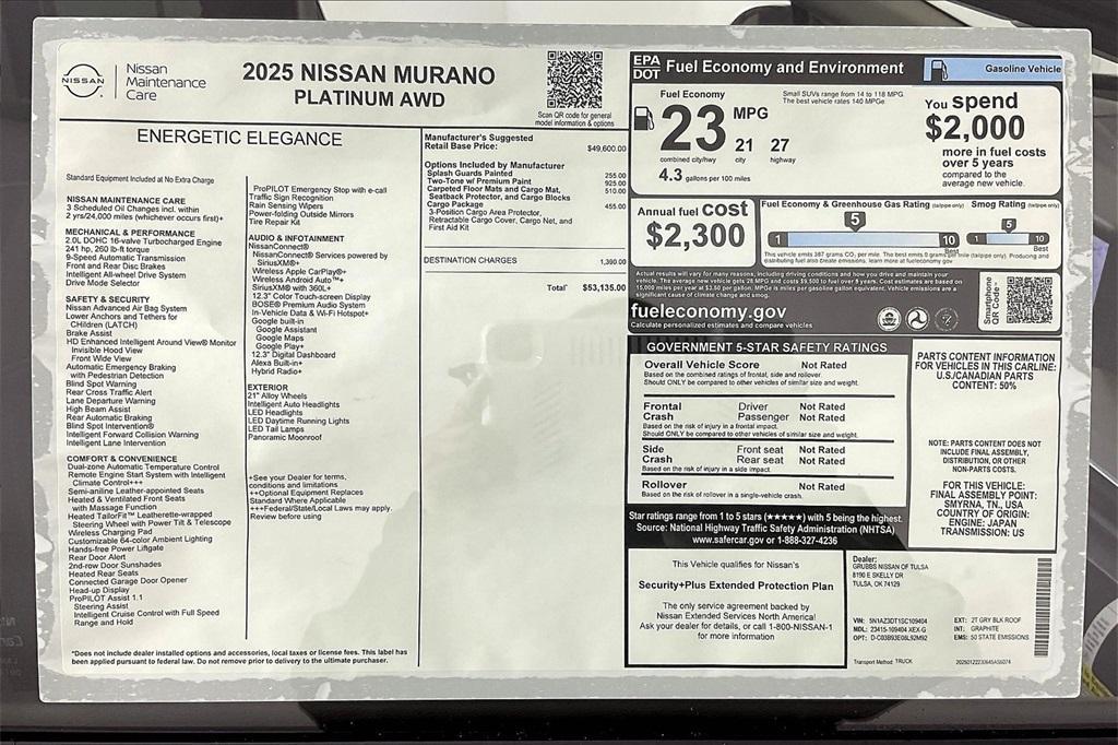 new 2025 Nissan Murano car, priced at $44,995