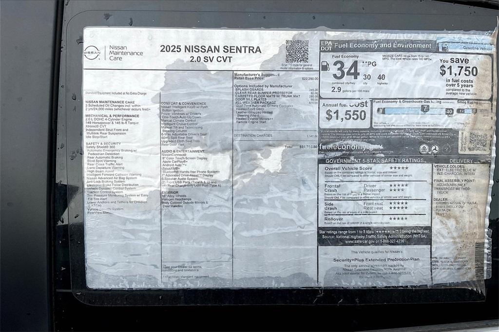 new 2025 Nissan Sentra car, priced at $24,795