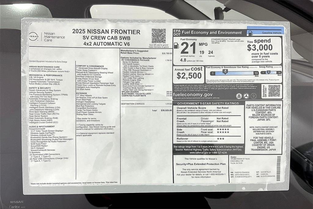 new 2025 Nissan Frontier car, priced at $39,925