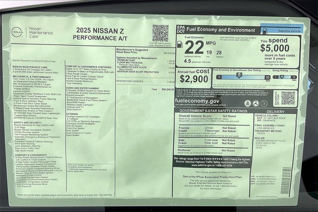 new 2025 Nissan Z car, priced at $58,417
