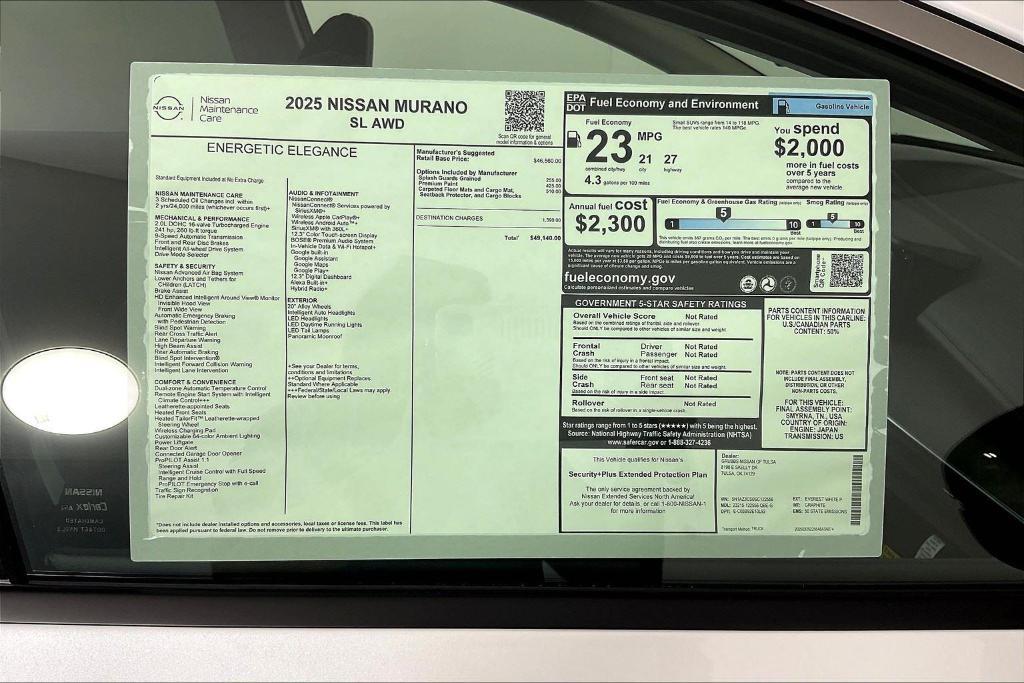 new 2025 Nissan Murano car, priced at $47,015