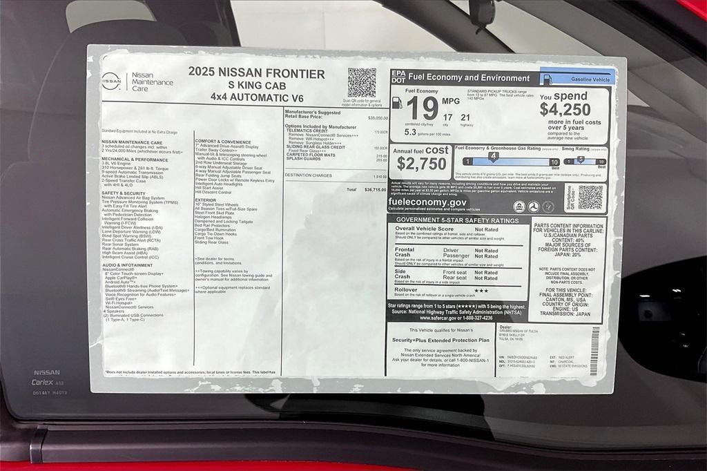 new 2025 Nissan Frontier car, priced at $37,159