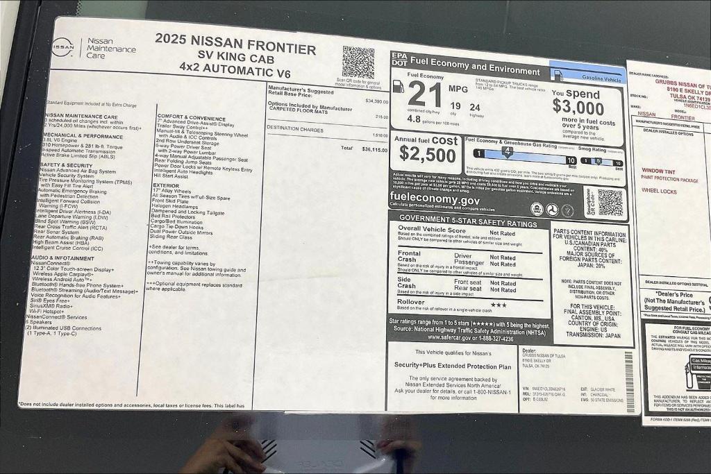 new 2025 Nissan Frontier car, priced at $35,466