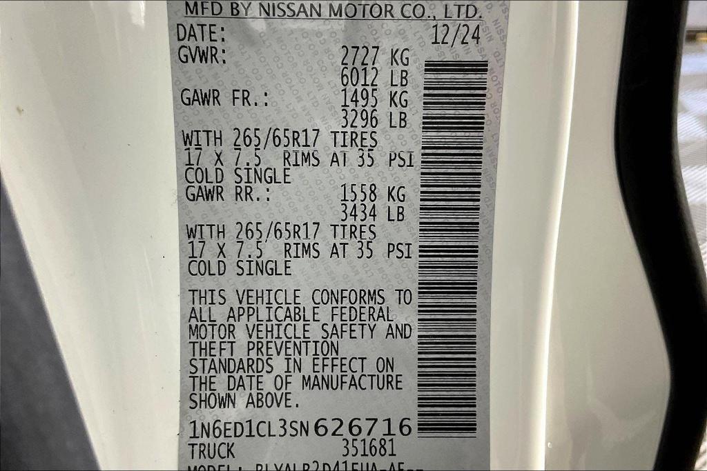 new 2025 Nissan Frontier car, priced at $35,466