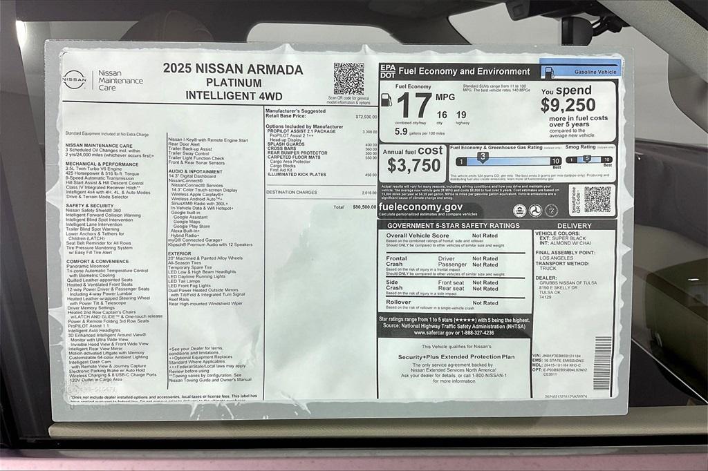 new 2025 Nissan Armada car, priced at $75,091