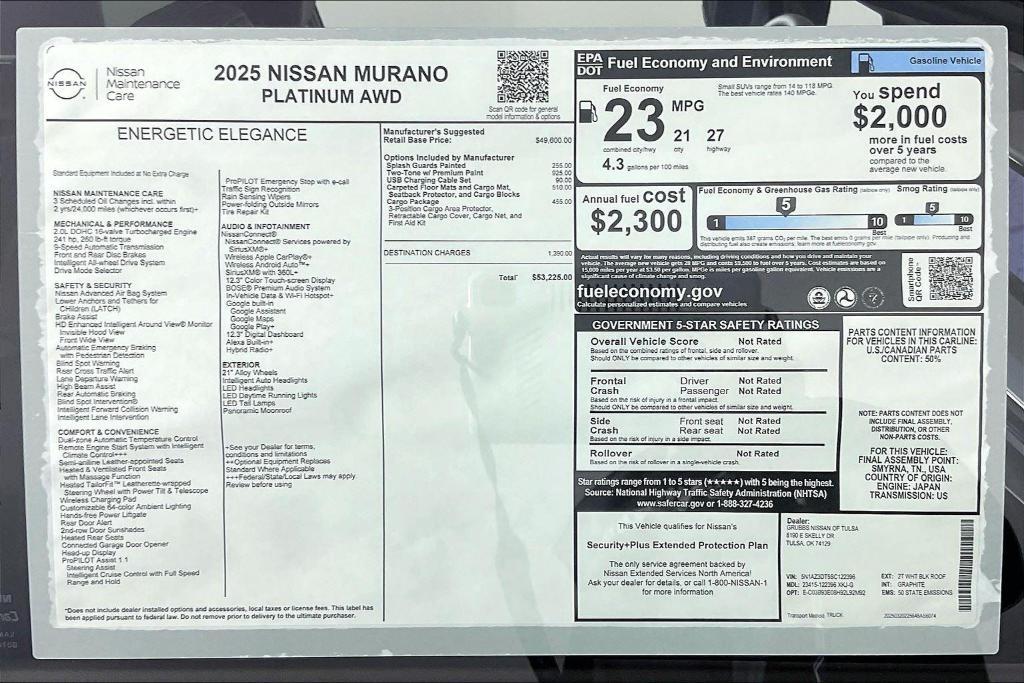new 2025 Nissan Murano car, priced at $50,110