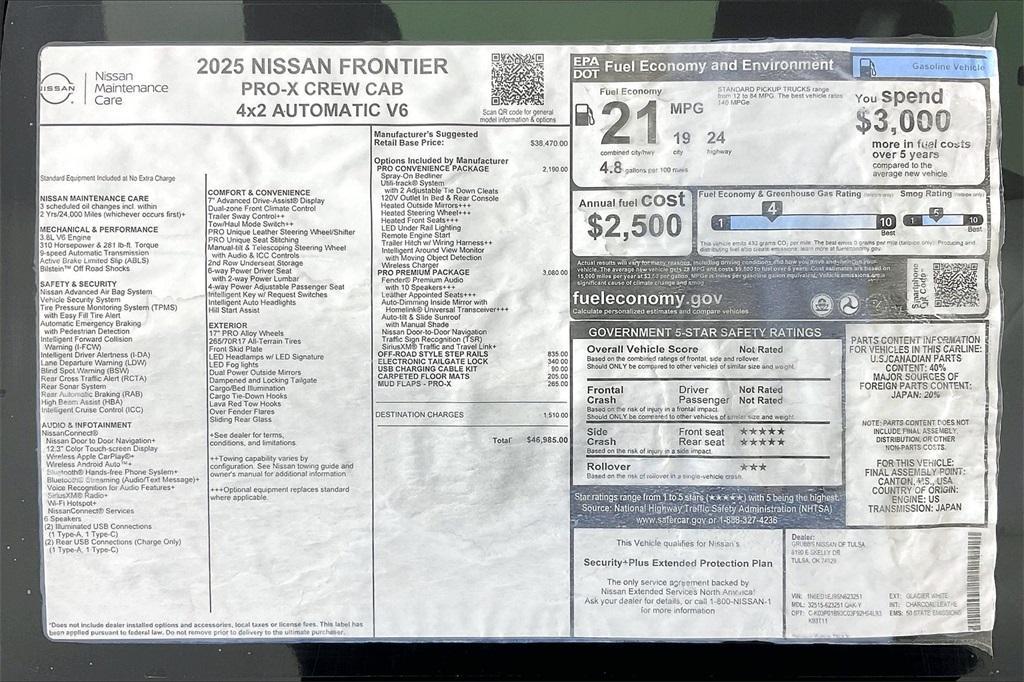 new 2025 Nissan Frontier car, priced at $40,596