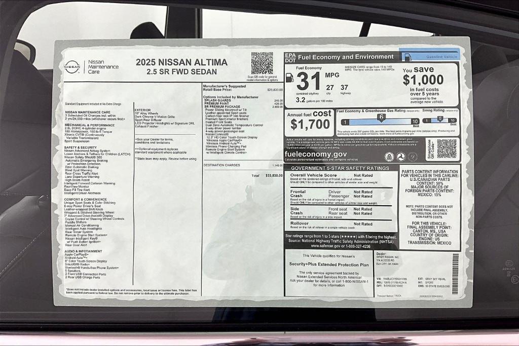 new 2025 Nissan Altima car, priced at $30,748