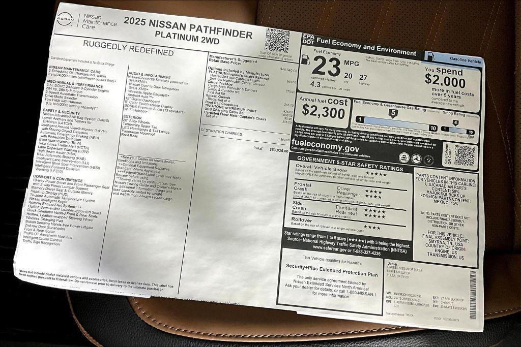 new 2025 Nissan Pathfinder car, priced at $51,503