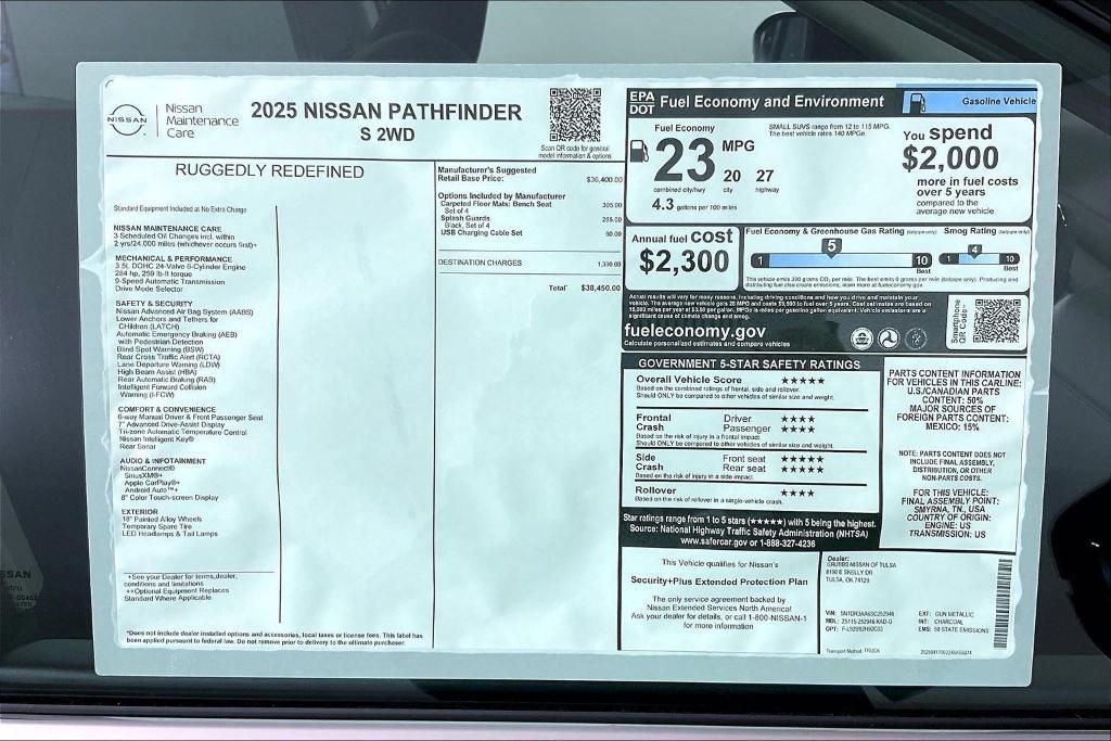 new 2025 Nissan Pathfinder car, priced at $38,719