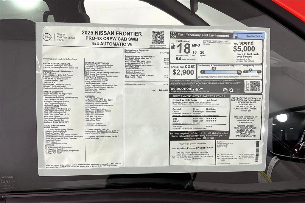new 2025 Nissan Frontier car, priced at $44,327