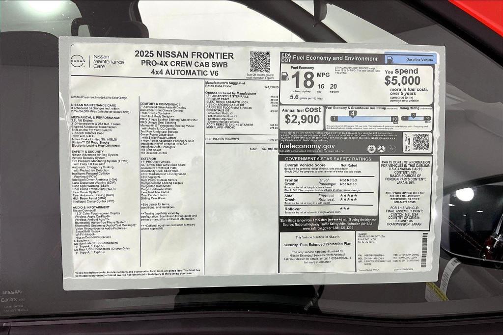 new 2025 Nissan Frontier car, priced at $44,327