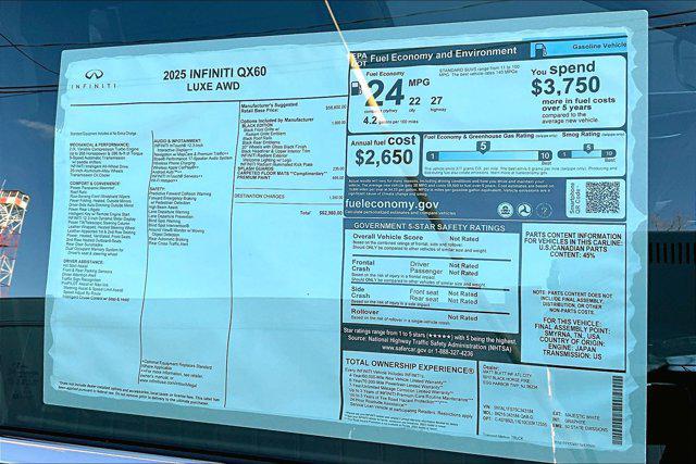 new 2025 INFINITI QX60 car, priced at $62,980