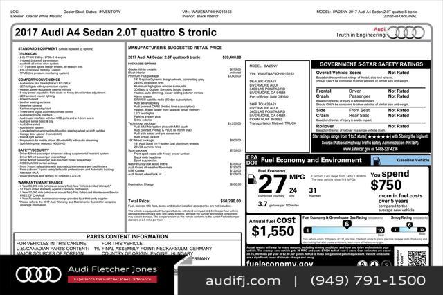 used 2017 Audi A4 car, priced at $13,890