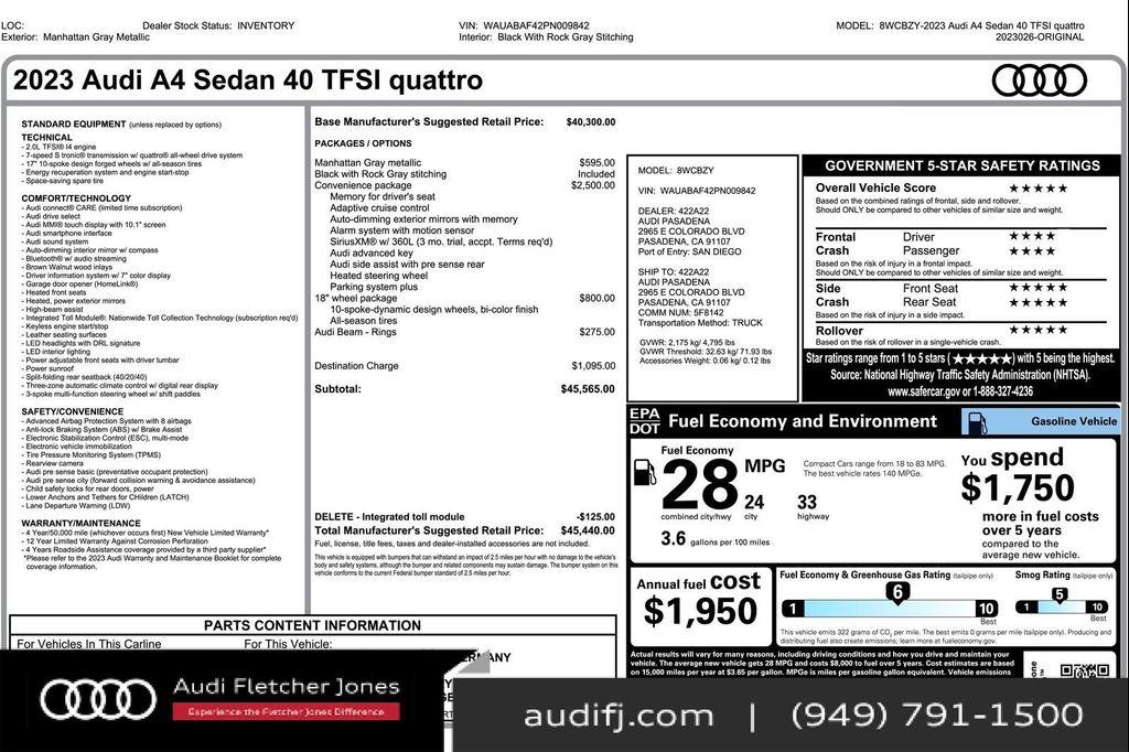 used 2023 Audi A4 car, priced at $26,894