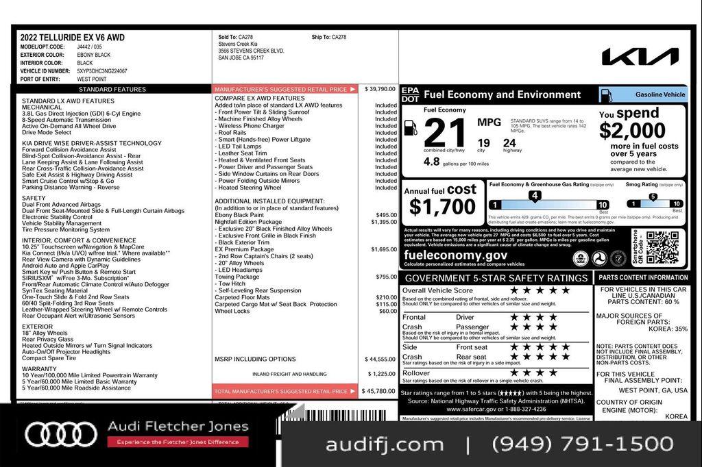 used 2022 Kia Telluride car, priced at $34,892