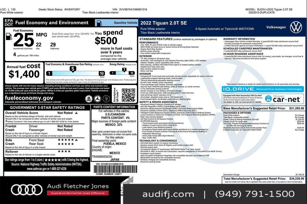 used 2022 Volkswagen Tiguan car, priced at $23,894