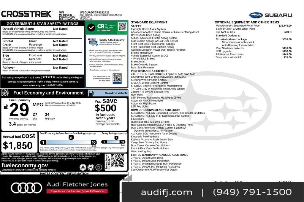 used 2024 Subaru Crosstrek car, priced at $19,893