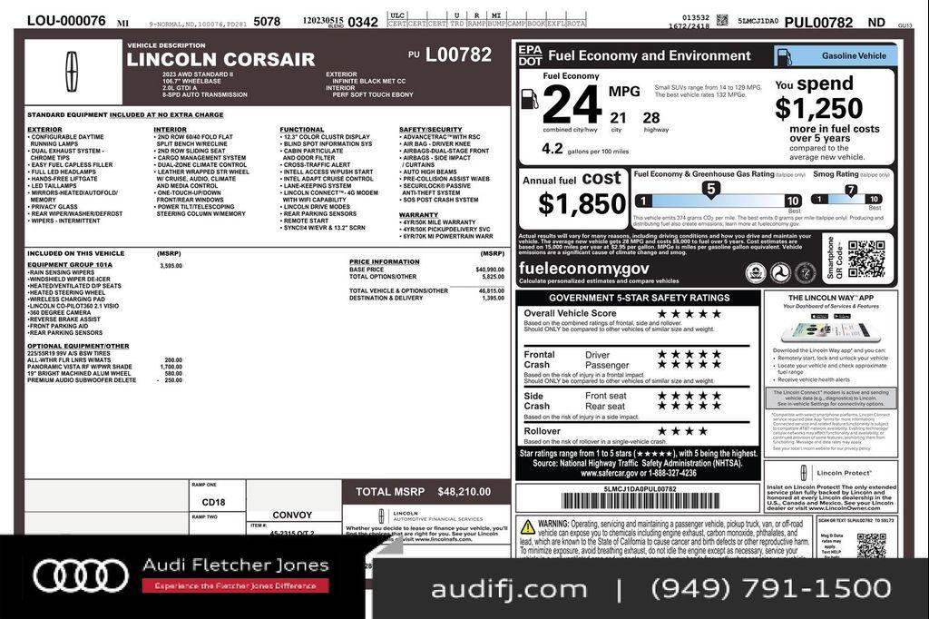 used 2023 Lincoln Corsair car, priced at $33,894
