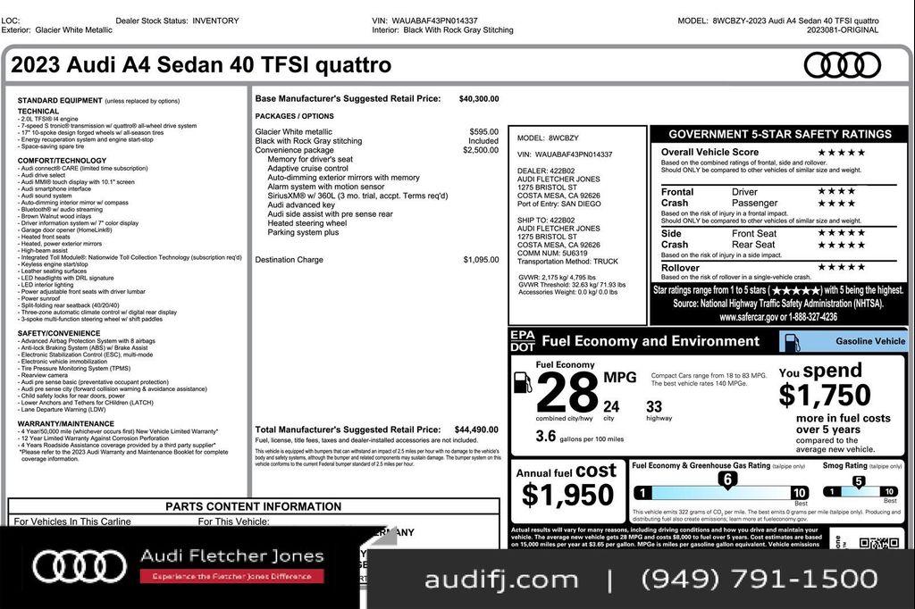 used 2023 Audi A4 car, priced at $27,894