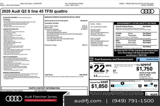 used 2020 Audi Q3 car, priced at $17,893