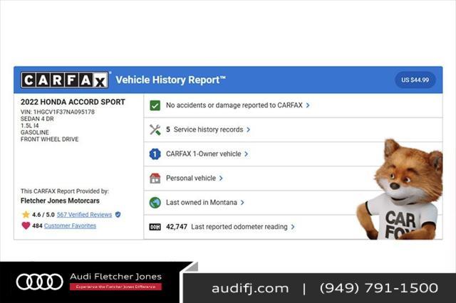 used 2022 Honda Accord car, priced at $25,892