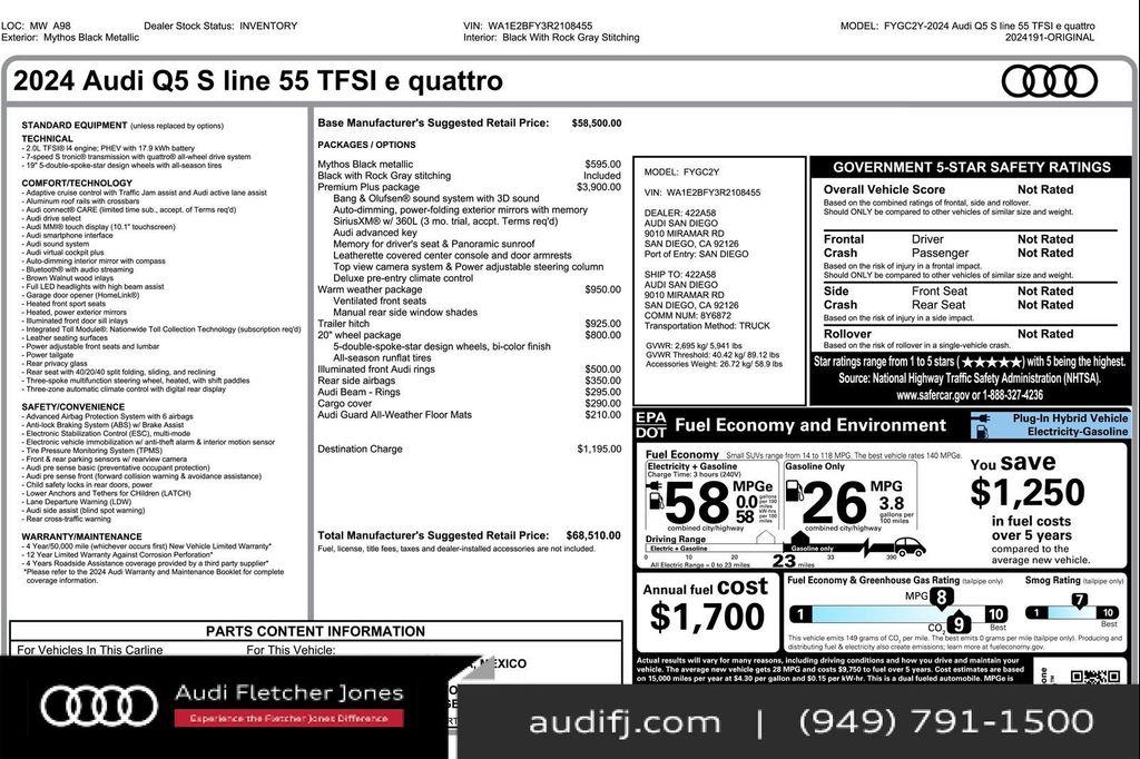 used 2024 Audi Q5 car, priced at $42,892